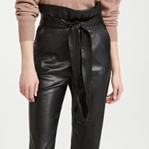 Faux leather belted wide leg pants brand new